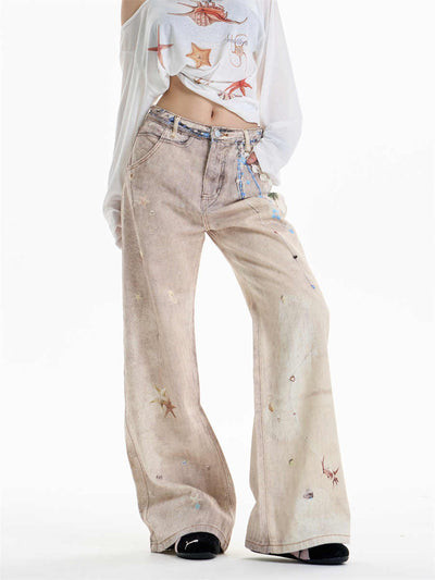 Pantalones Rectos Anchos Vintage con Estampado de Cadena para Mujer - Image 3