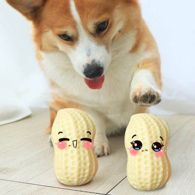 Juguete Masticable para Perros Pequeños y Medianos - Juguete Interactivo Resistente con Forma de Cacahuete