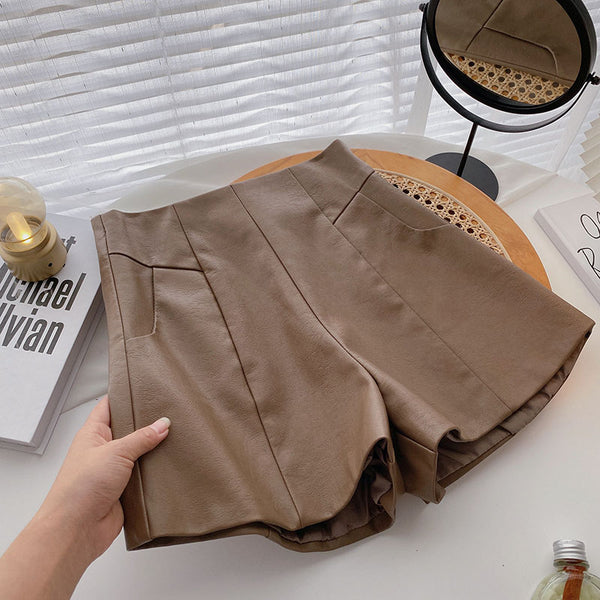 Pantalón de Cuero PU Cintura Alta Pierna Ancha Estilo Minimalista - Image 3