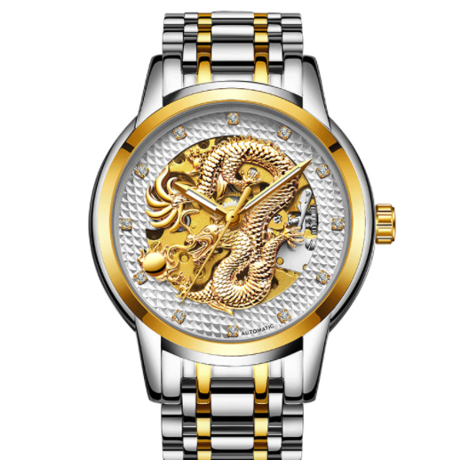 Reloj Empresarial Dragon Dorado Automático Resistente al Agua con Esfera Luminosa - Image 7