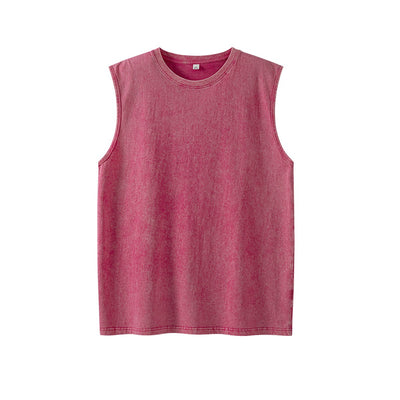 Camiseta sin mangas suelta desgastada estilo americano para hombre - Image 3