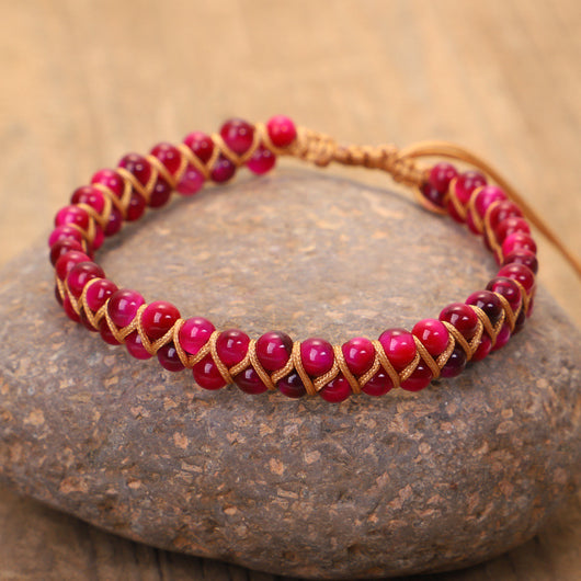 Pulsera de Piedra Doble Capa Artesanal con Enrollado - Image 5