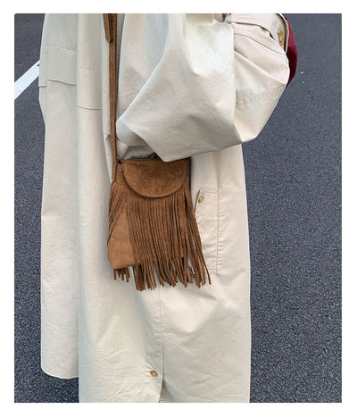 Bolso Bandolera Retro Gamuza Esmerilada con Borlas para Celular - Image 20