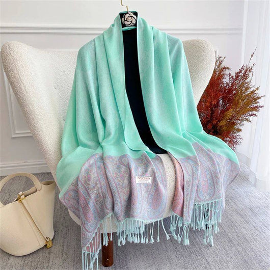 Bufanda Bohemia Cashmere Otoño Mujer Diseño Jacquard Pashmina - Image 9