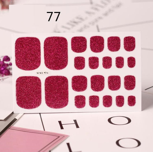 22 Stickers de Uñas Color Verde Cebolla con Polvo Brillante para Pies - Image 11