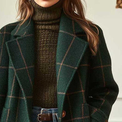 Chaqueta Cuadros Tamaño Grande con Solapa Clásica - Image 5