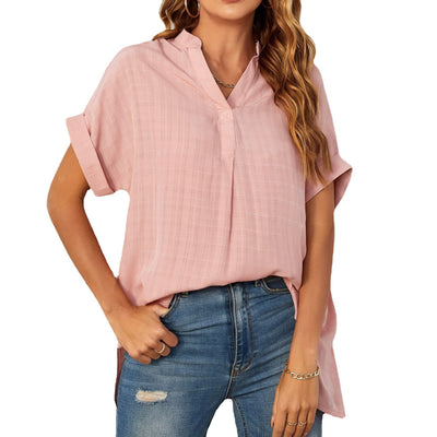Blusa Suelta de Cuello en V con Mangas Cortas para Verano - Image 4