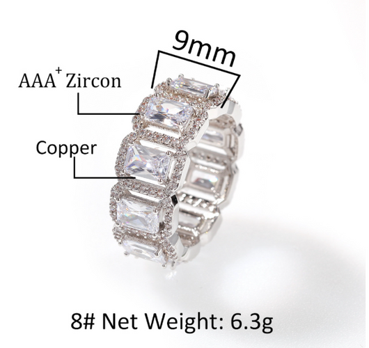 Anillo de Zirconia Rectangular Hueco Estilo Europeo y Americano - Image 6