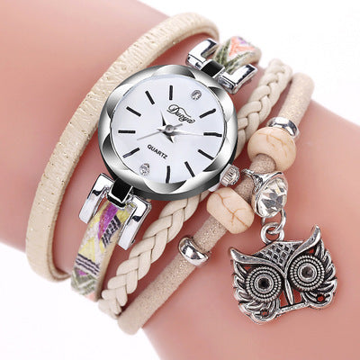 Pulsera Reloj con Dije de Búho Tejido a Mano - Image 3