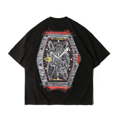 Camiseta Suelta Unisex Estilo Hip Hop con Estampado Graffiti - Diseño Urbano para Parejas - Image 11