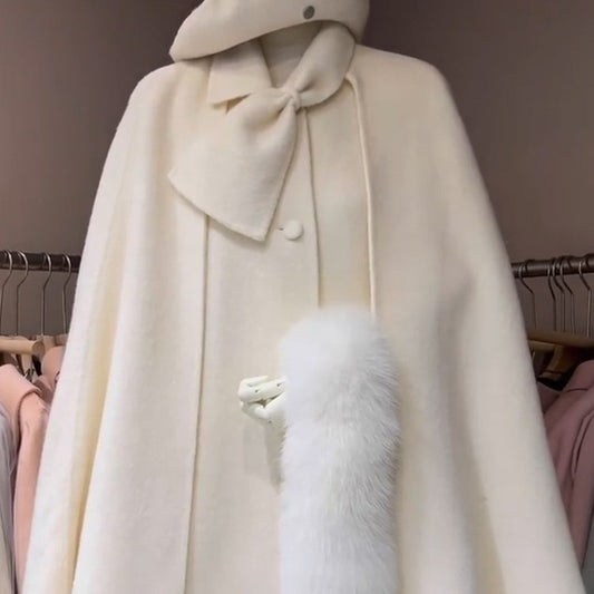 Abrigo de Lana Gruesa Blanco Talla Pequeña