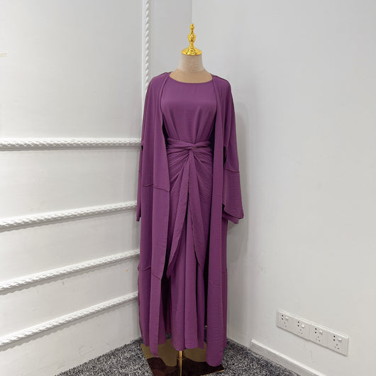 Conjunto de Tres Piezas: Falda Ajustada con Forro Interior y Abrigo Trim - Image 8