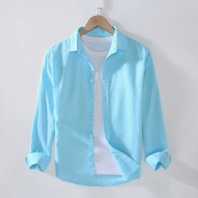 Camisa Manga Larga Hombre Algodón y Lino - Primavera y Verano - Image 5