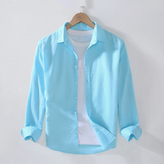 Camisa Manga Larga Hombre Algodón y Lino - Primavera y Verano - Image 5