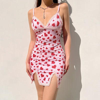 Vestido Suspenso con Estampado de Corazón Durazno Rejuvenecedor - Image 8