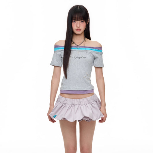Blusa Estampada con Strass de Un Hombro y Manga Corta - Image 4