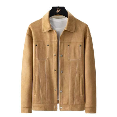 Chaqueta de Trabajo Primavera-Verano en Tela Tipo Ante para Hombre - Image 3