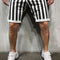 Men's Black and White Striped Muscle Boy Brothers Sports Shorts - Loose 5-Point Shorts