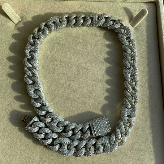 Cadena Cubana Hip Hop 15mm Tres en Uno con Cierre Nariz de Cerdo - Collar y Pulsera - Image 4