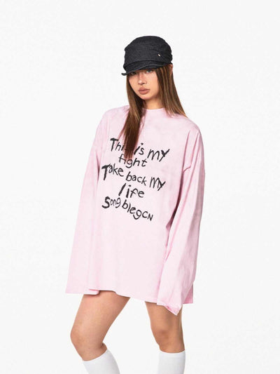 Playera Holgada con Letras Gastadas - Top Casual Versátil - Image 3