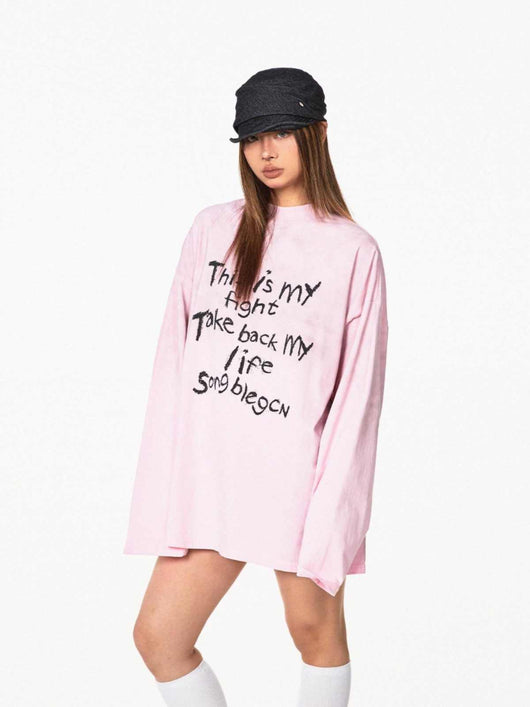 Playera Holgada con Letras Gastadas - Top Casual Versátil - Image 3