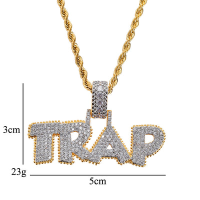 Dije Personalizado TRAP Letra Cobre con Circonita Hip-hop - Image 8