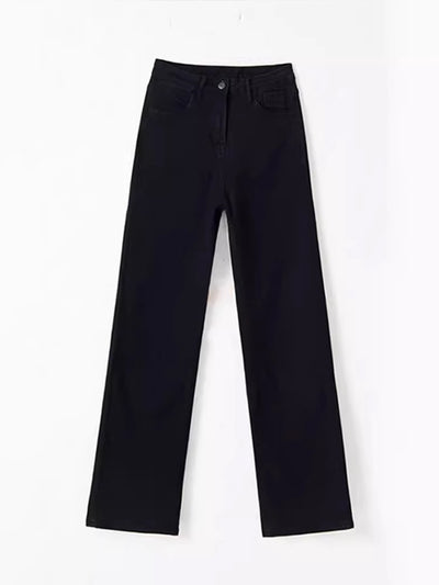 Pantalones Vaqueros Talle Grande Cintura Alta Pierna Ancha Negro - Image 6