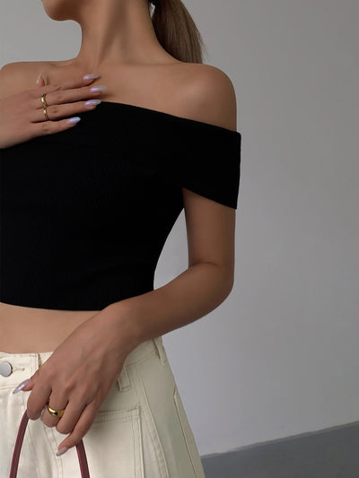 Top Tejido Asimétrico Cropped para Mujer - Image 4