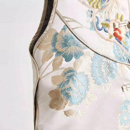 Chaleco Estilo Chino Retro para Mujer con Cuello Tipo Smoking y Cierre de Botones - Image 2