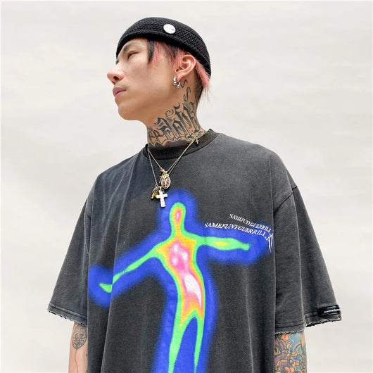 Camiseta Suelta Estampada de Manga Corta Unisex - Image 9