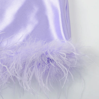 Falda Blusa de Satén con Plumas y Mangas Largas - Image 17