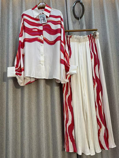 Conjunto de Dos Piezas: Blusa Estampada Personalizada + Pantalón Ancho de Cintura Alta - Image 29