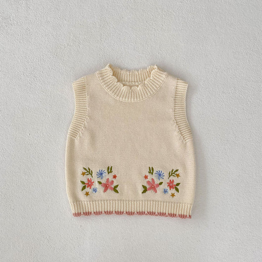 Chaleco Infantil de Cuello Redondo con Bordado Otoñal - Image 6