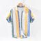 Men's Striped Linen Shirt - Loose and Fresh Square Neck