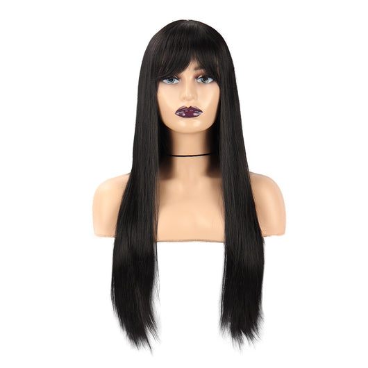 Peluca Larga Negra de Fibra Sintética para Mujer - Cabello Liso y Natural - Image 6