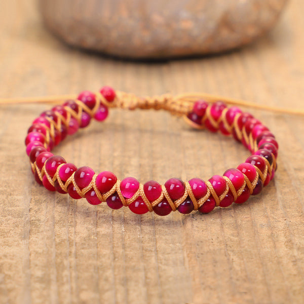 Pulsera de Piedra Doble Capa Artesanal con Enrollado