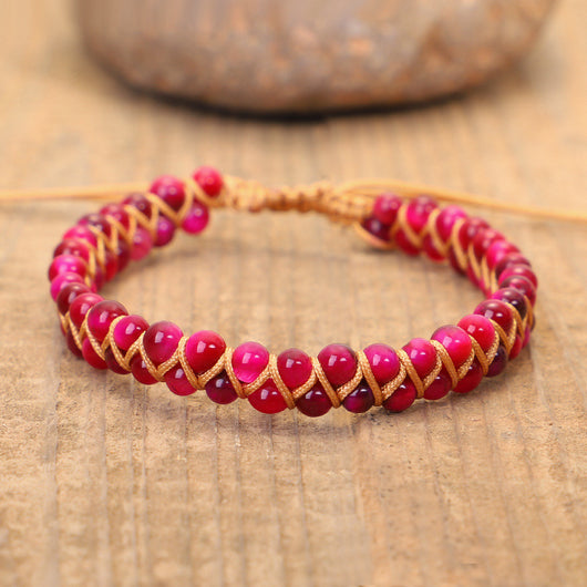 Pulsera de Piedra Doble Capa Artesanal con Enrollado