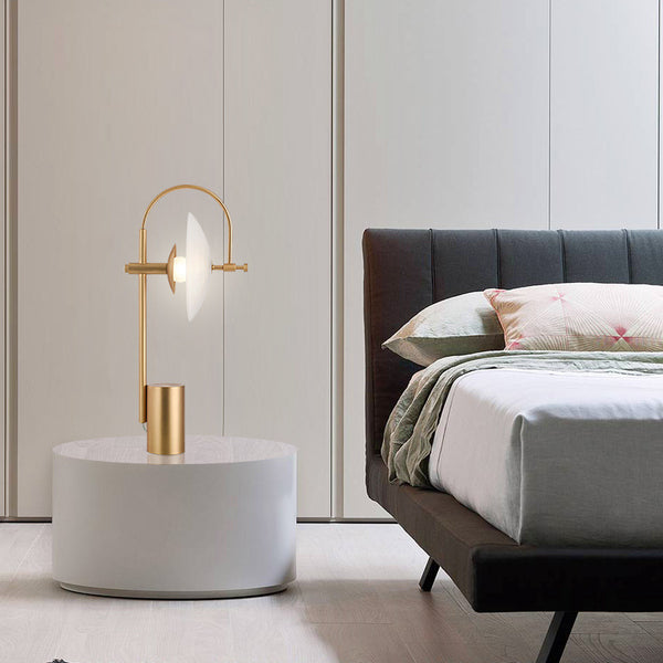 Lámpara de Mesa Minimalista con Base de Vidrio para Dormitorio