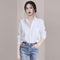 Blusa Blanca Slim Fit de Manga Larga para Mujer