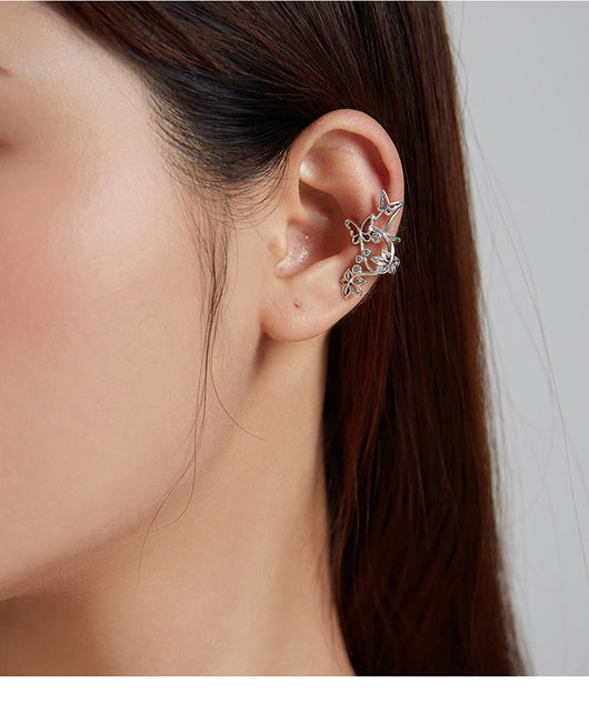 Arete Clip Mariposa Plata 925 Hueco Diseño Delicado - Image 13