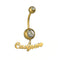 Zircon English Alphabet Belly Button Body Jewelry Golden
