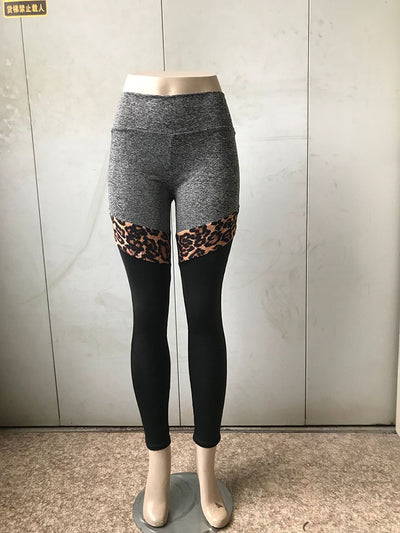 Leggings Deportivos Estampado Leopardo Gris y Negro - Image 3