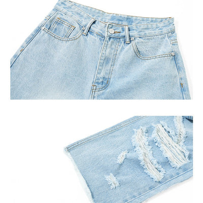Jeans Rectos Holgados Estilo Retro Americano con Rotos - Casual Senior - Image 4
