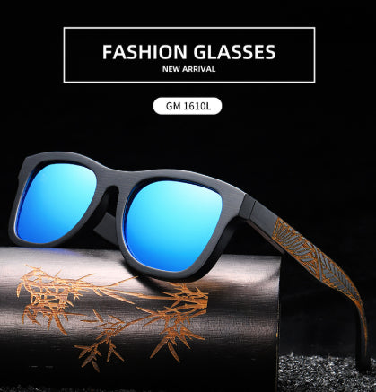 Gafas de Bambú con Marco Negro Texturizado y Patillas Estampadas - Image 10