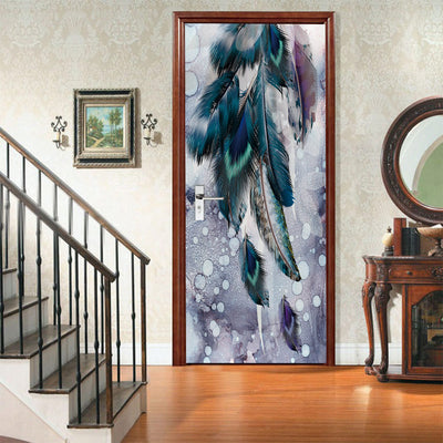 Vinilo Decorativo 3D para Puerta - Diseño Moderno Acuarela Pluma - Image 3