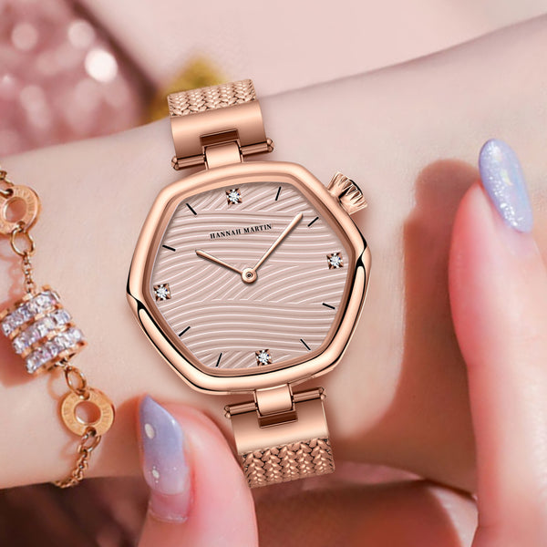 Reloj Hexagonal Minimalista para Mujer con Movimiento Suizo