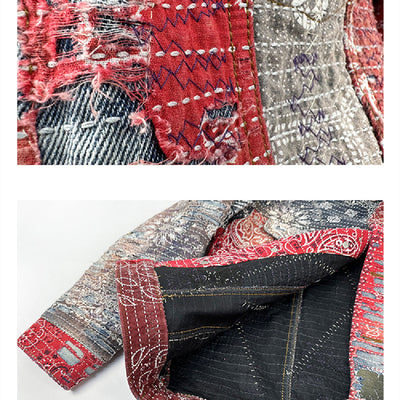 Chaqueta Denim Roja con Estampado Flor de Cajú - Image 11