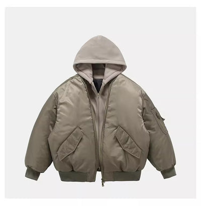 Chaqueta de Vuelo Acolchada Negra con Capucha - Diseño Dos Piezas - Image 15