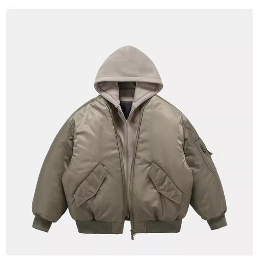 Chaqueta de Vuelo Acolchada Negra con Capucha - Diseño Dos Piezas - Image 15