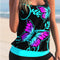 Traje de Baño Estampado Talla Grande - Short Playero con Tirantes